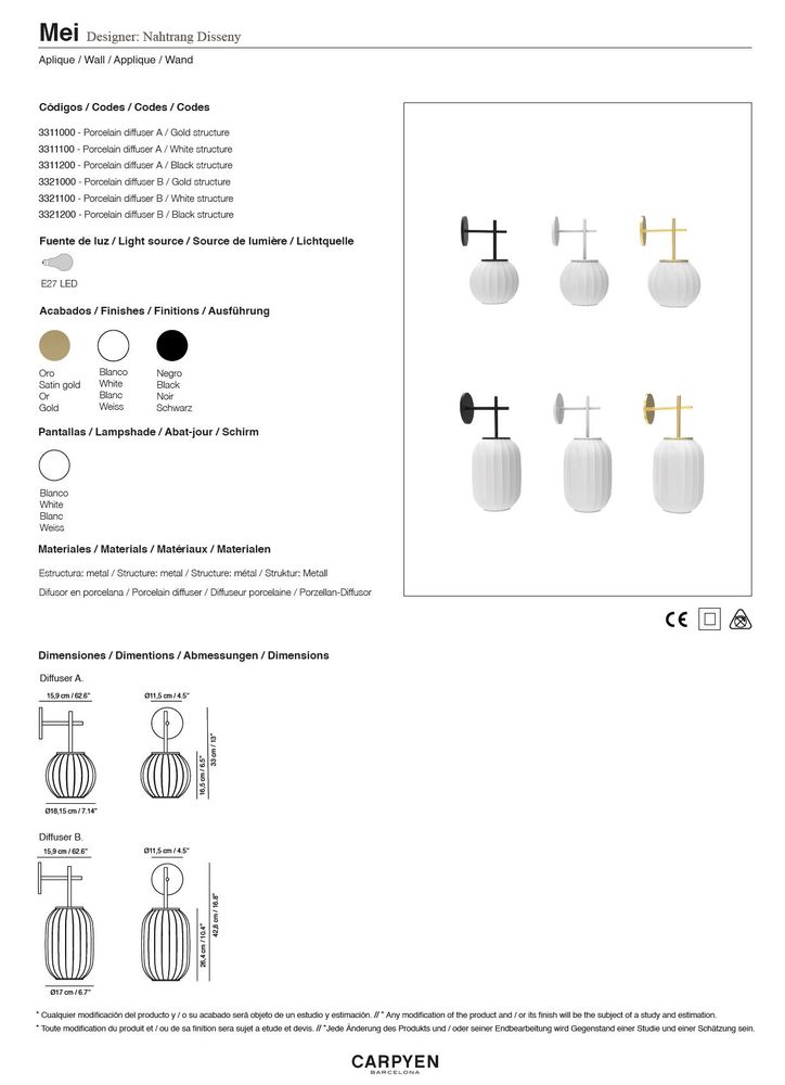 Hotel bedrooms - MEI - Wall lamp - CARPYEN