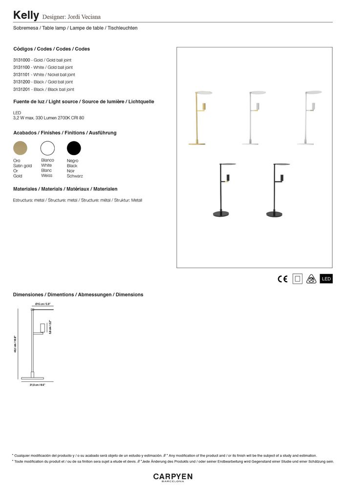 Hotel bedrooms - Table lamp KELLY - CARPYEN