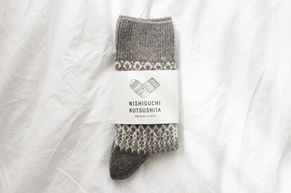 Chaussettes - CHAUSSETTES JACQUARD EN LAINE - NISHIGUCHI KUTSUSHITA