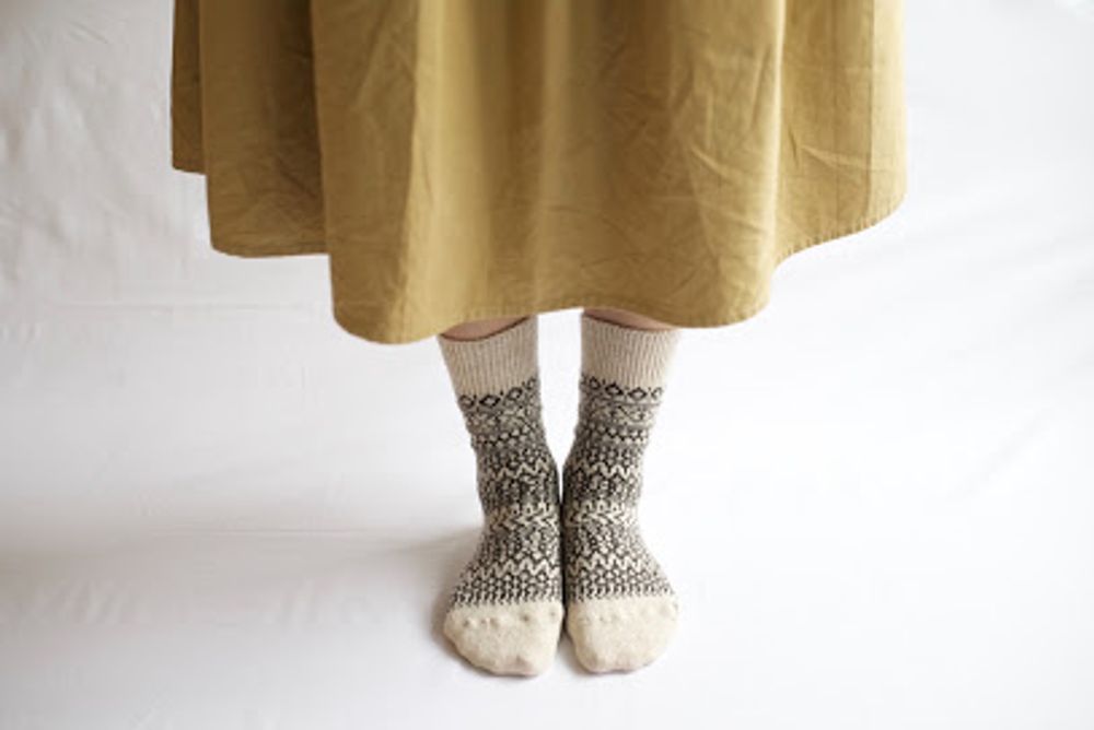Chaussettes - CHAUSSETTES JACQUARD EN LAINE - NISHIGUCHI KUTSUSHITA