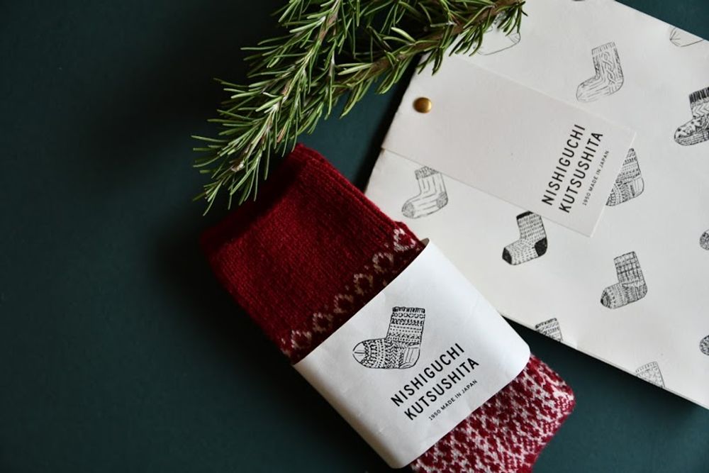 Chaussettes - CHAUSSETTES JACQUARD EN LAINE - NISHIGUCHI KUTSUSHITA