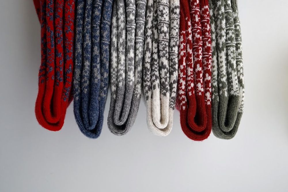 Chaussettes - CHAUSSETTES JACQUARD EN LAINE - NISHIGUCHI KUTSUSHITA