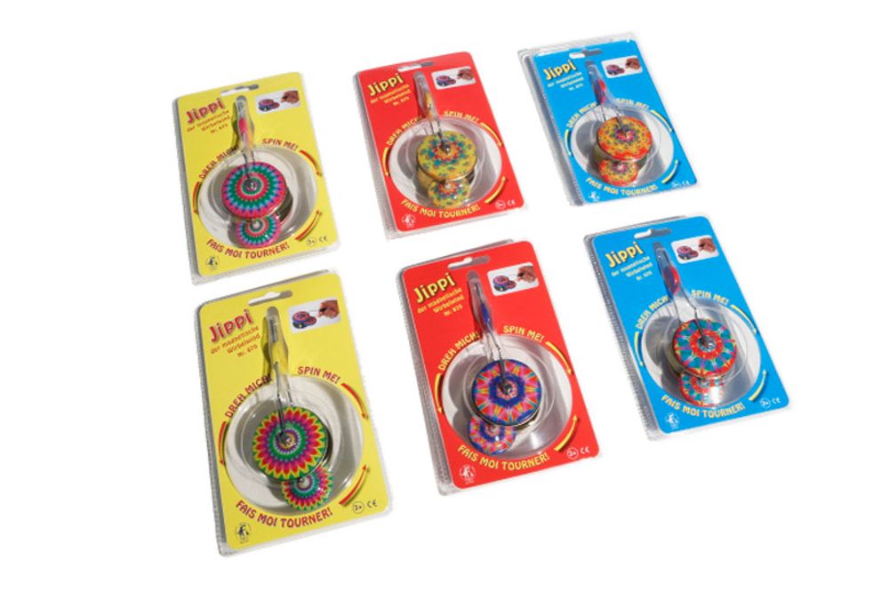 Children's arts and crafts - JIPPI, magnetic spinning top, 6 different colours - BLECHFABRIK