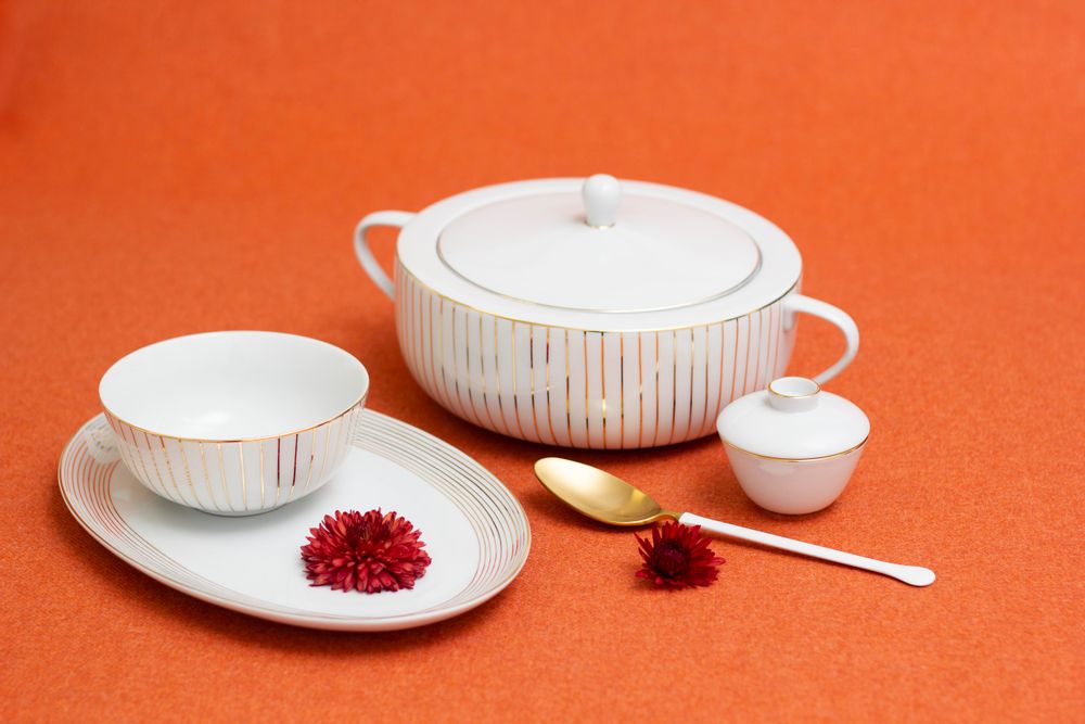 Kitchen utensils - Golden Orbit Porcelain Plates - PORCEL