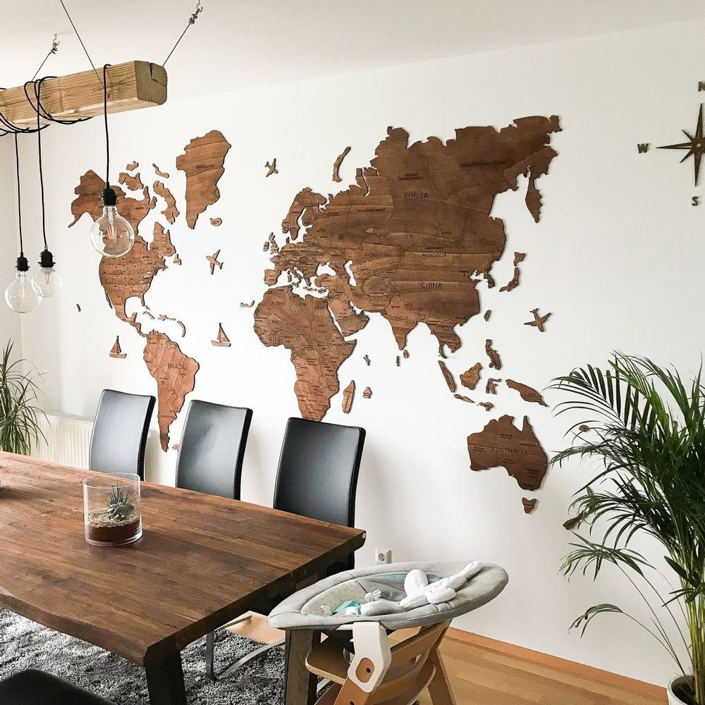 Other wall decoration - Wood Map of the World Map Wall Decor, handmade - ENJOYTHEWOOD