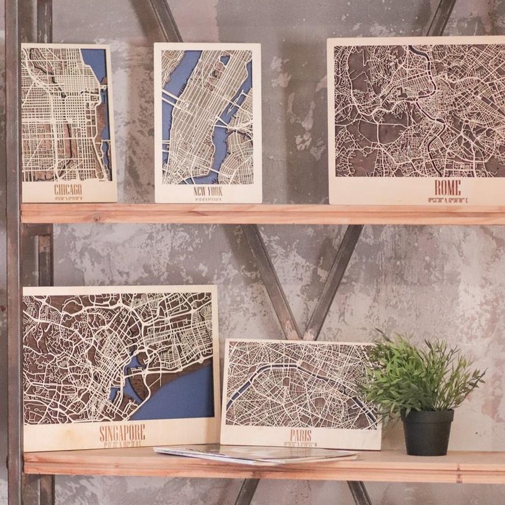 Other wall decoration - Wood City Map, Handmade - ENJOY THE WOOD
