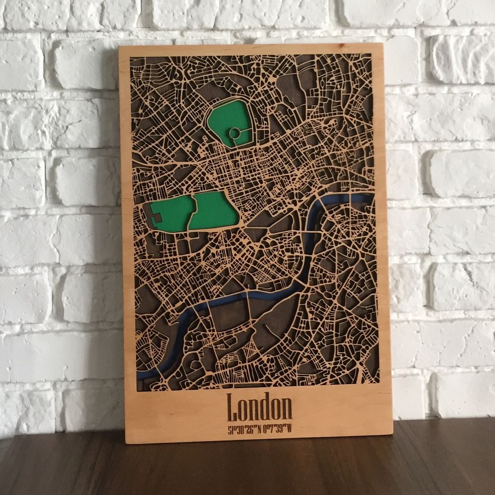 Other wall decoration - Wood City Map, Handmade - ENJOY THE WOOD