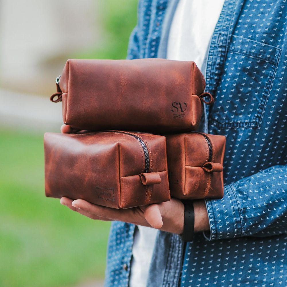 Petite maroquinerie - Trousse de toilette en cuir, fait main - ENJOYTHELEATHER