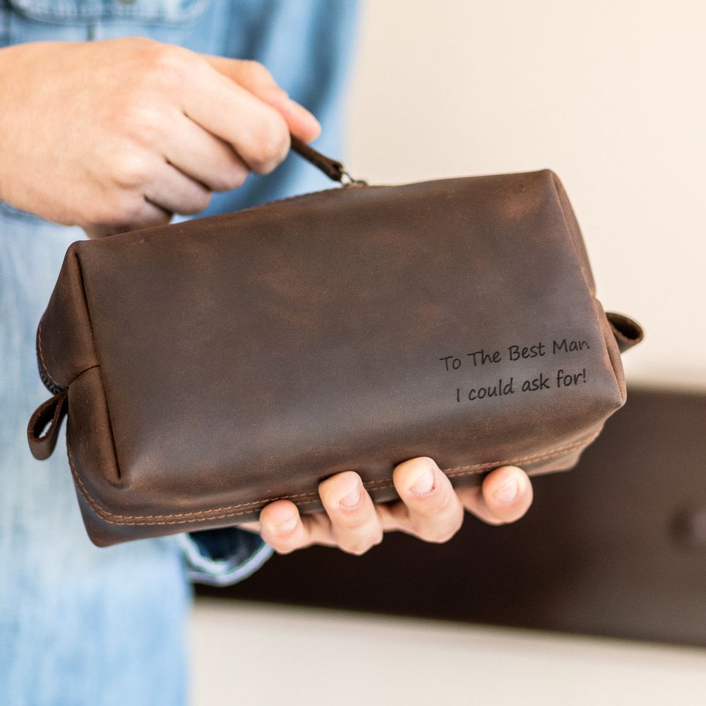 Petite maroquinerie - Trousse de toilette en cuir, fait main - ENJOYTHELEATHER