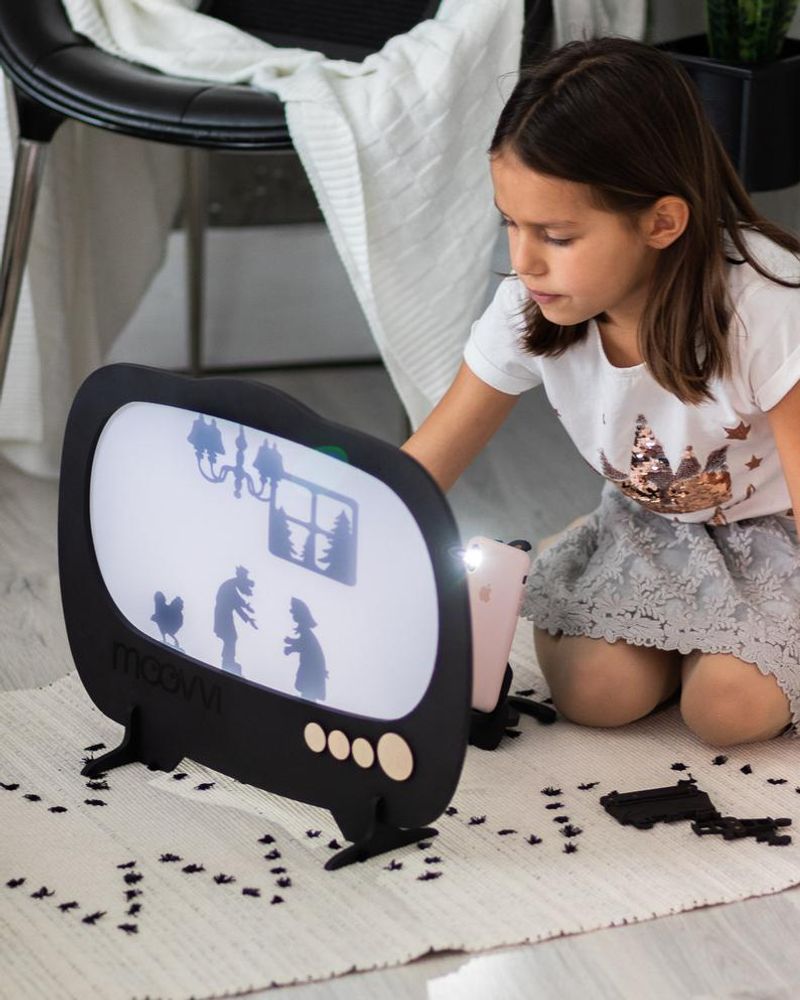 Children's games - MOOVVI Wooden Shadow Theatre, handmade - ENJOYTHEWOOD