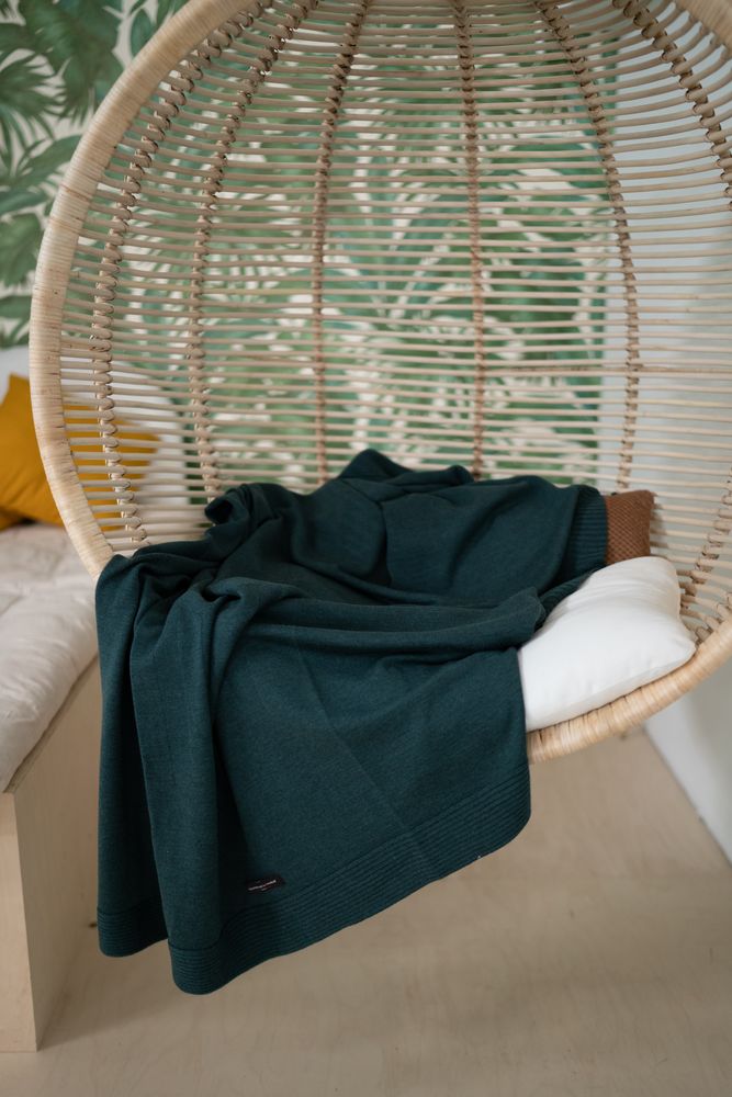 Plaids - Plaid Laine Mérinos Extrafin Vert Forêt - LA MAISON DE LA MAILLE