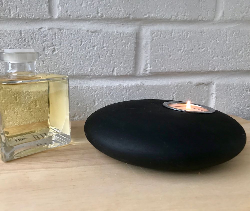 Other office supplies - Candle Holder, Pebble Shape - Black stone - ANOQ