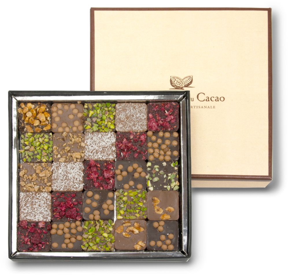 Chocolat - Boîte en bois de chocolats avec couvercle - COMPTOIR DU CACAO