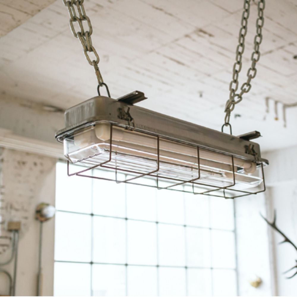 Hanging lights - Caged Industrial Strip Light - 4ft Matte Black - NOOK LONDON
