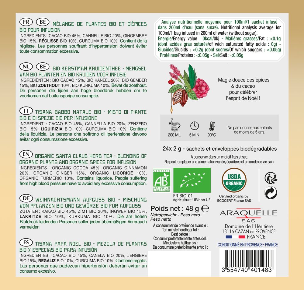 Coffee and tea - Organic Santa Claus's Herbal Tea - PROVENCE D ANTAN