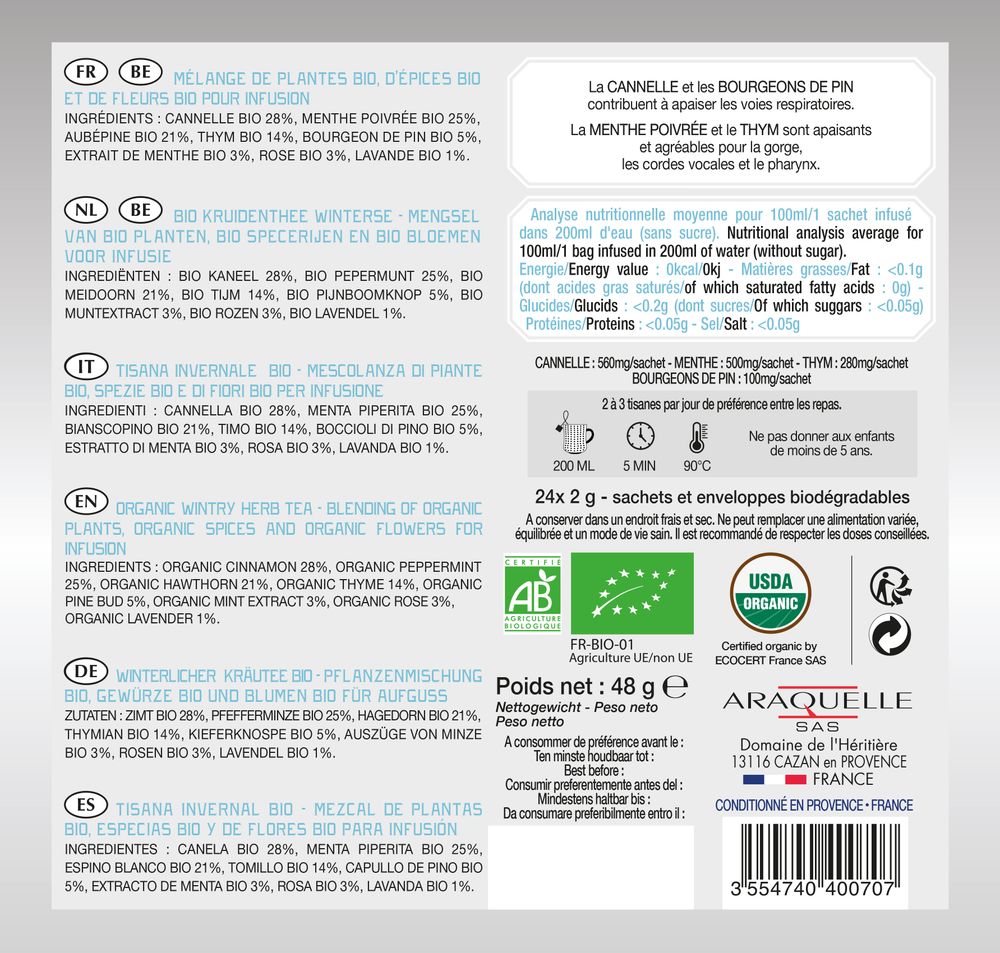 Café et thé - Tisane Hiver Biologique - PROVENCE D ANTAN