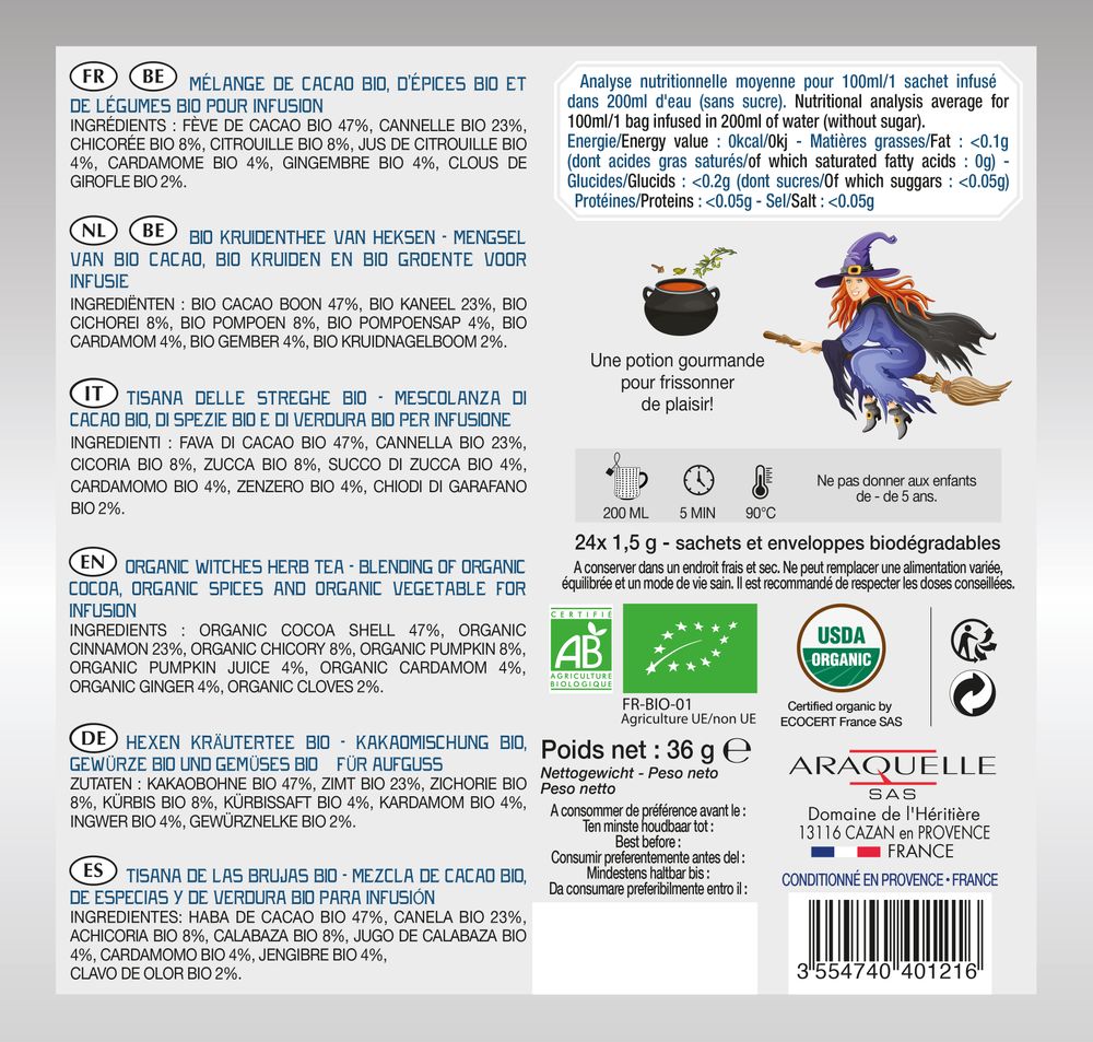 Café et thé - Tisane Sortilège des Sorcières Biologique - PROVENCE D ANTAN