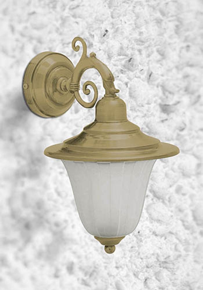 Outdoor wall lamps - Brass Dolphin arm wall light applique with frosted glass 307 - ANDROMEDA LIGHTING