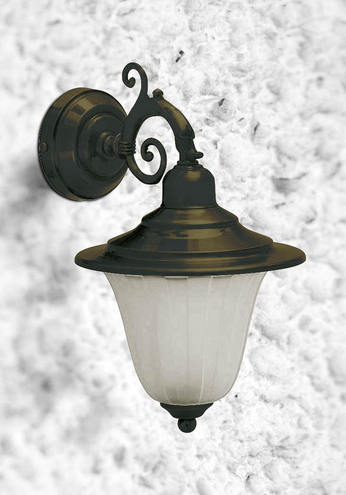 Outdoor wall lamps - Brass Dolphin arm wall light applique with frosted glass 307 - ANDROMEDA LIGHTING