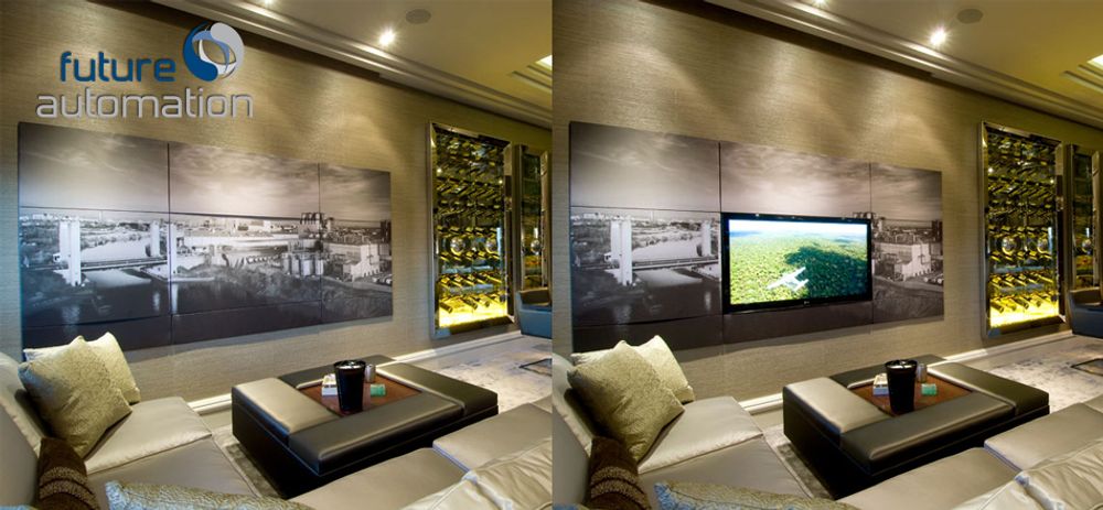 Buffets - MEUBLES TV  MOTORISÉS / LIFT / POUR ÉCRAN DE TRÈS GRANDE DIMENSION  SUR MESURE - ÉLÉGANCE ET TECHNOLOGIE