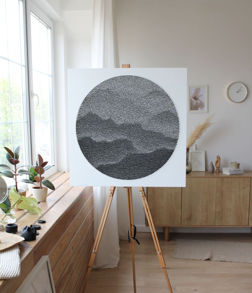 Other wall decoration - Art-Canvas "Mountains" - Made In Unique "Painting" Technique- Wall decoration - STRING THEORY