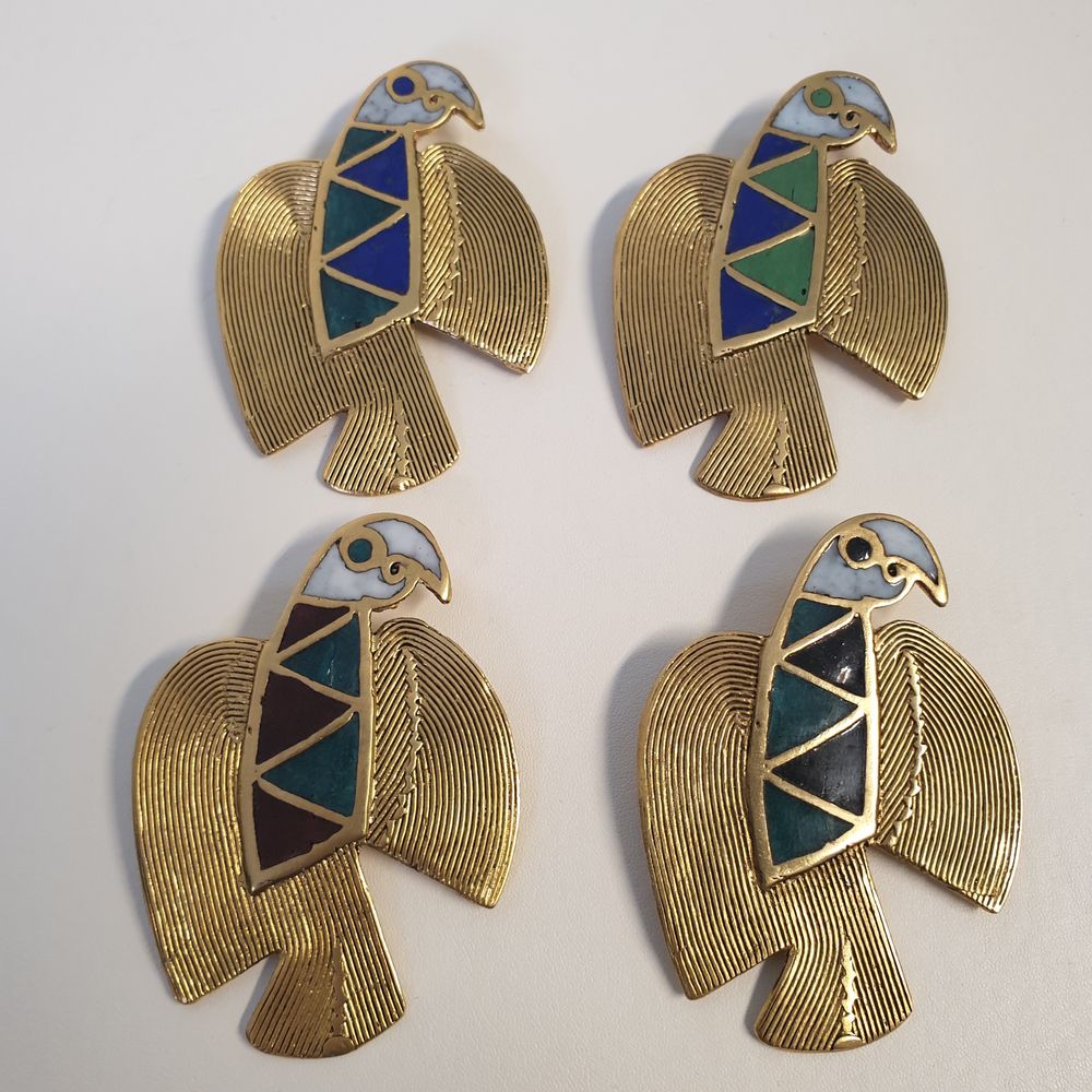 Broche Oiseaux En Bronze Signée Elisabeth Riveiro - Années 80 - Occasion