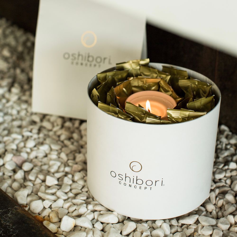 Candles - Boite ronde de 20 Oshibori personnalisables - OSHIBORI CONCEPT
