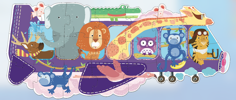 Bureaux d'enfants - Puzzle en voyage - L'avion des animaux - SASSI