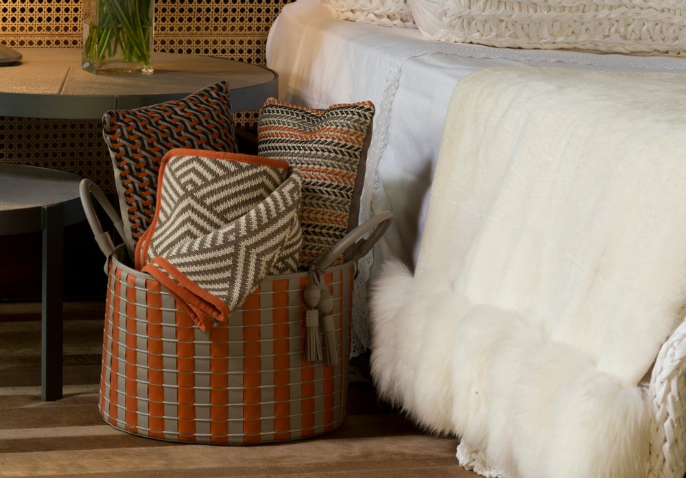 Objets de décoration - Panier Paraty en cuir tressé degradé - ELISA ATHENIENSE HOME