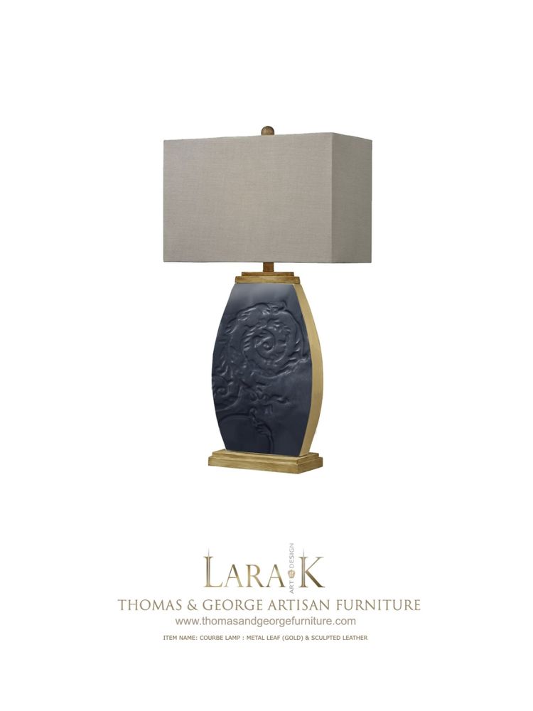 Table lamps - LK Custom Made Lamp with Hand Sculpted Leather - THOMAS & GEORGE ARTISAN FURNITURE