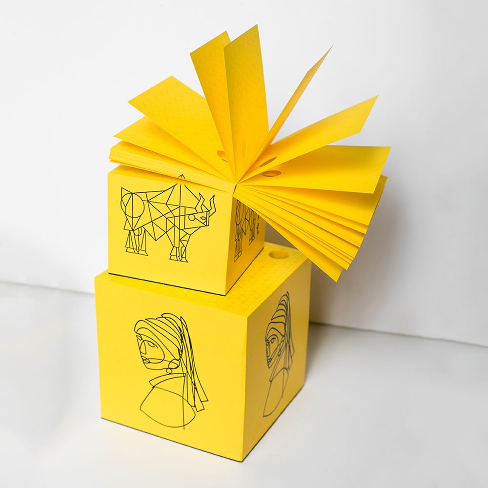 Cadeaux - Cube de papier illustré d'artiste - 7.5X7.5 cm - PULP SHOP