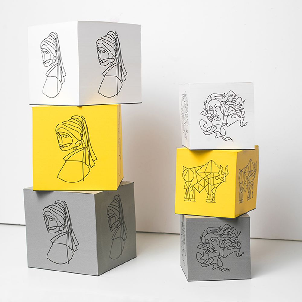 Cadeaux - Cube de papier illustré d'artiste - 7.5X7.5 cm - PULP SHOP