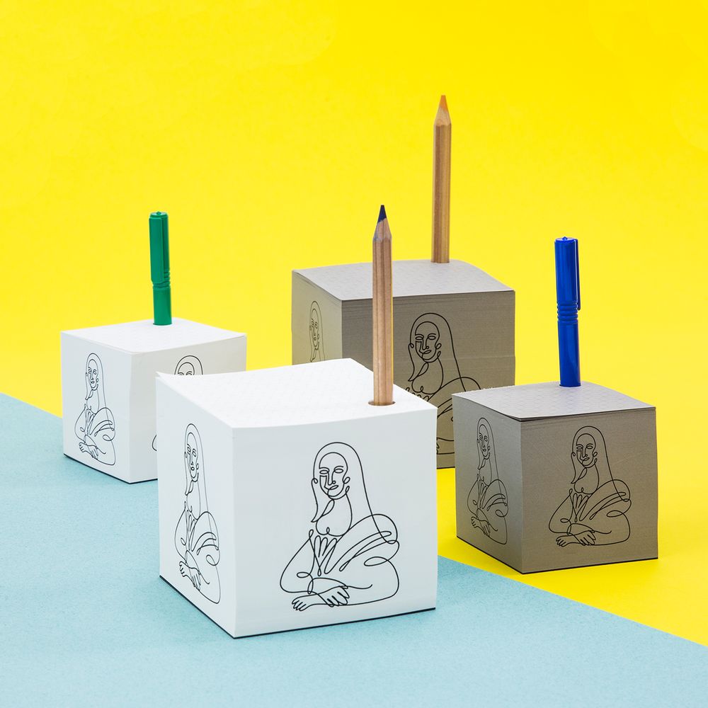 Cadeaux - Cube de papier illustré d'artiste - 7.5X7.5 cm - PULP SHOP