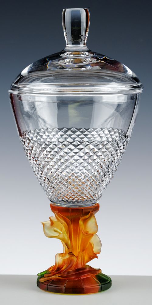 Objets personnalisables - BONBONNIERE DIAMANT | PIED AROME AMBRE - CRISTAL DE PARIS