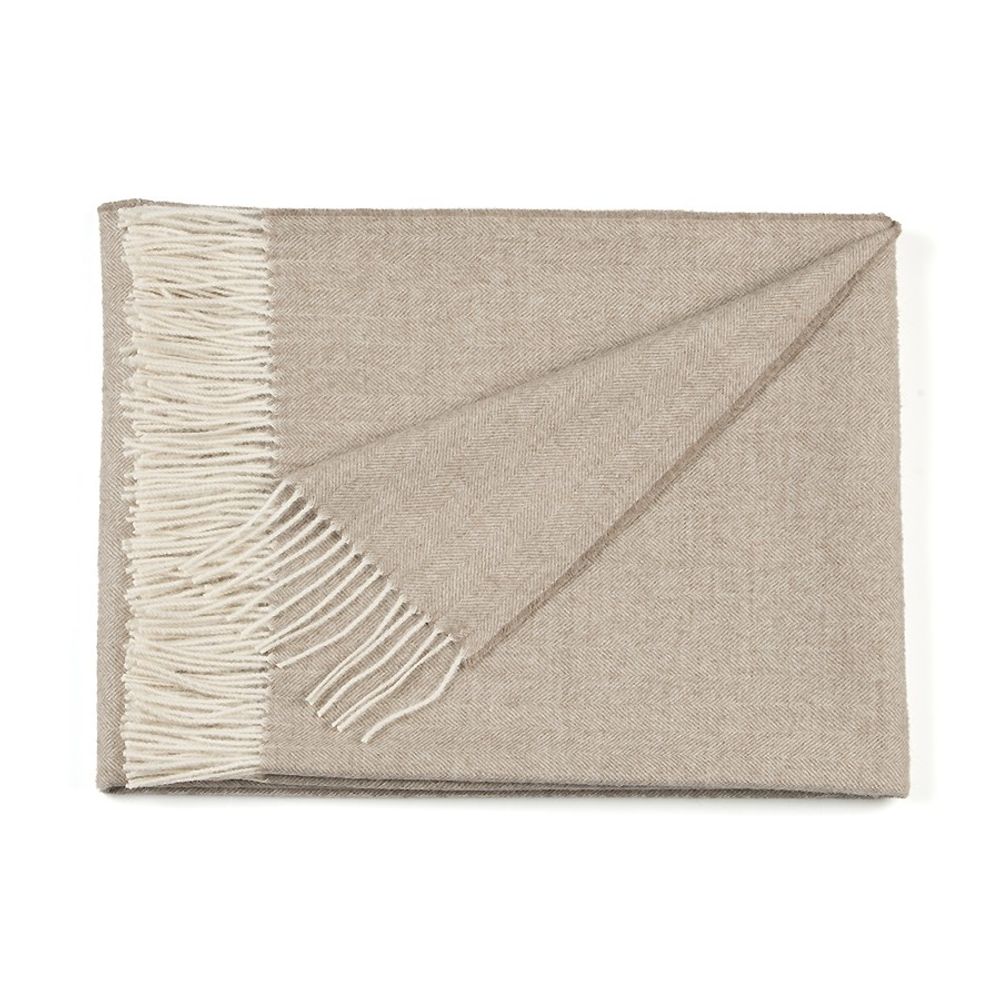 Plaids - Plaid Fishbone 100% baby Alpaga naturel - INATA