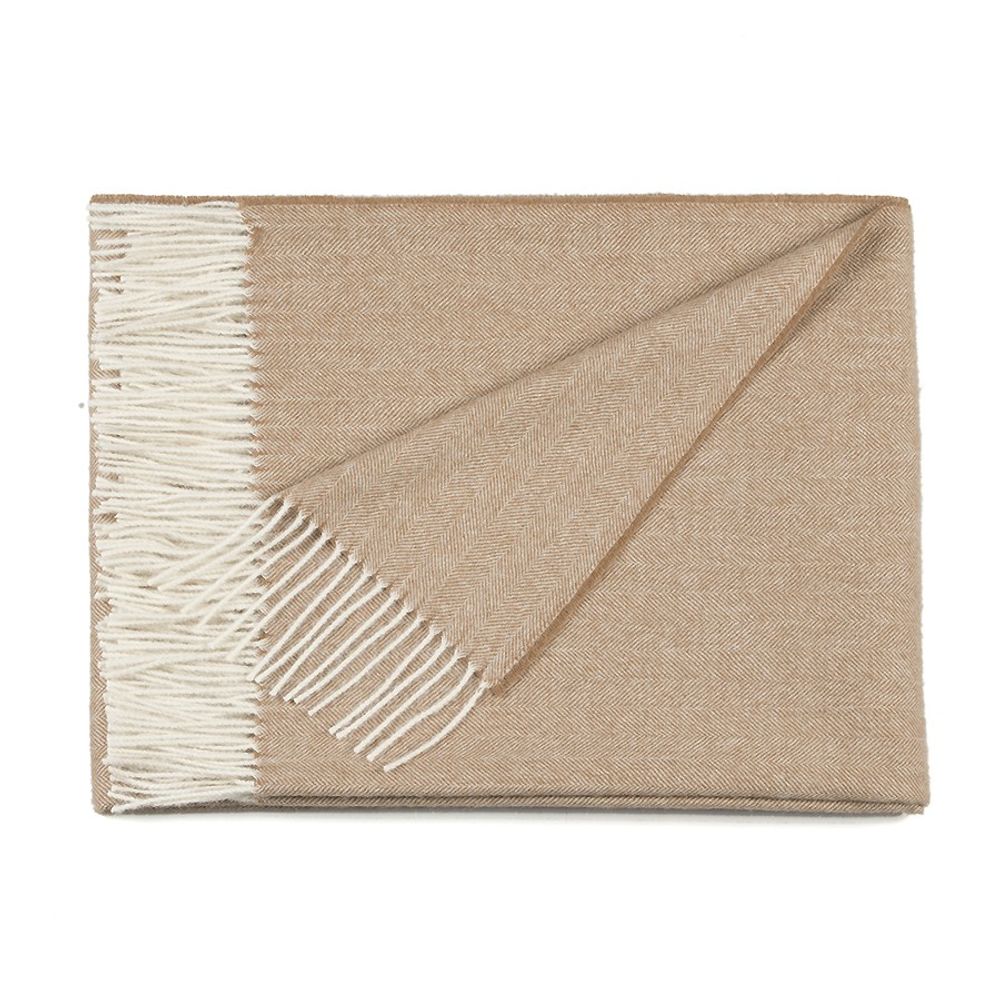 Plaids - Plaid Fishbone 100% baby Alpaga naturel - INATA