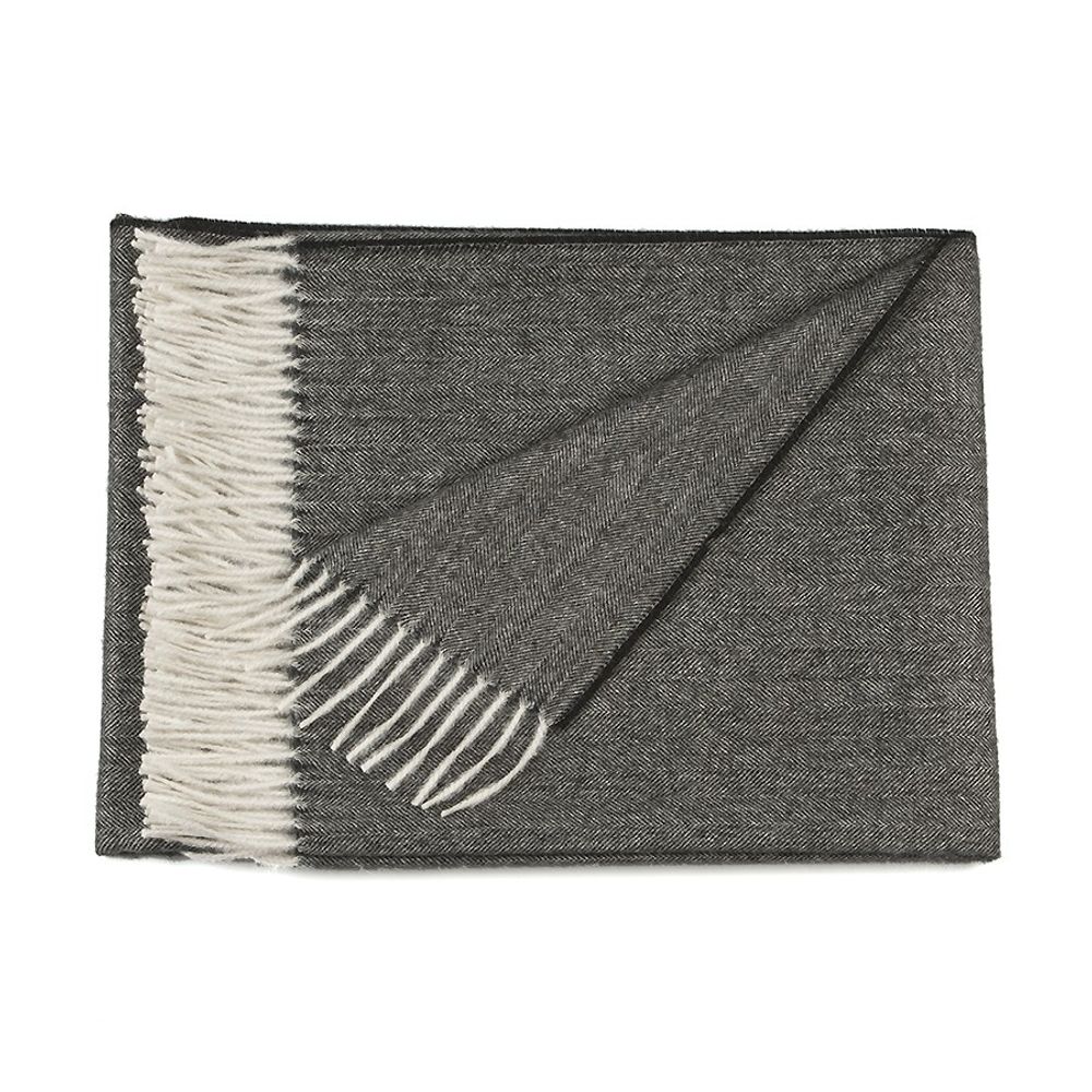 Plaids - Plaid Fishbone 100% baby Alpaga naturel - INATA