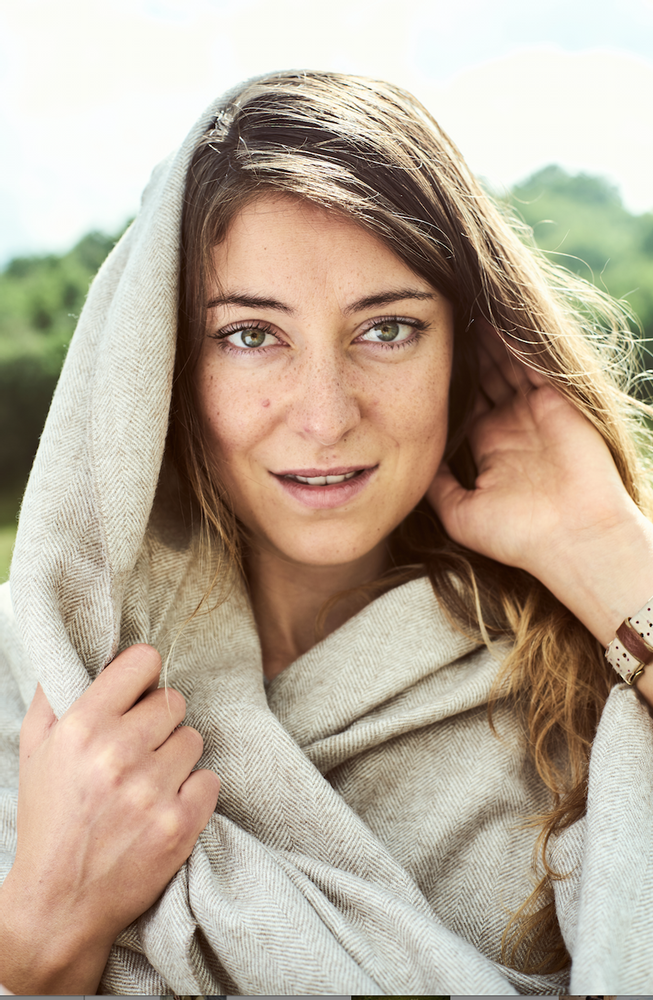 Scarves - Fishbone Scarf in 100% Baby Alpaca Natural - INATA