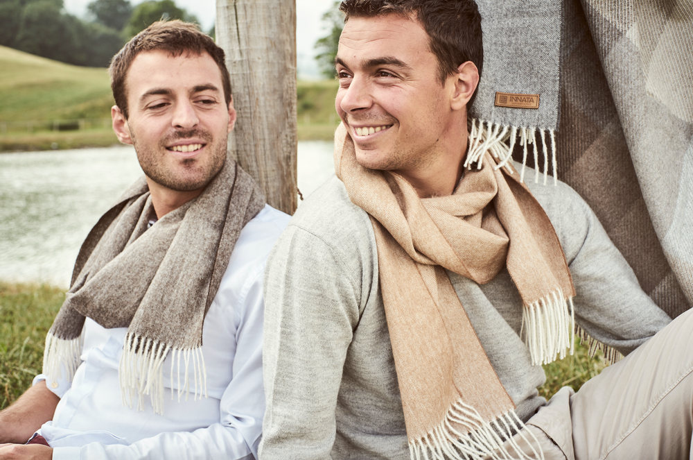 Scarves - Fishbone Scarf in 100% Baby Alpaca Natural - INATA