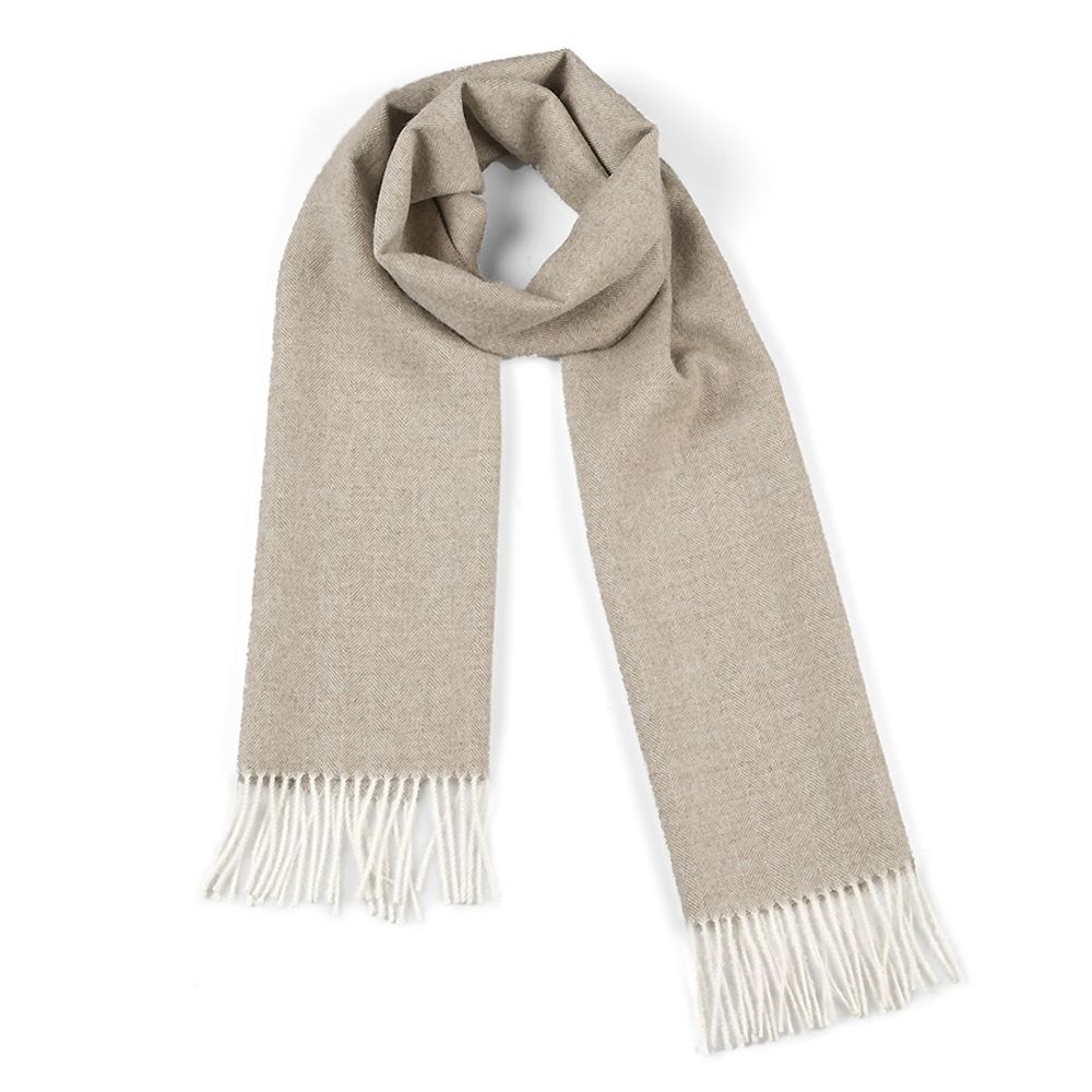 Scarves - Fishbone Scarf in 100% Baby Alpaca Natural - INATA