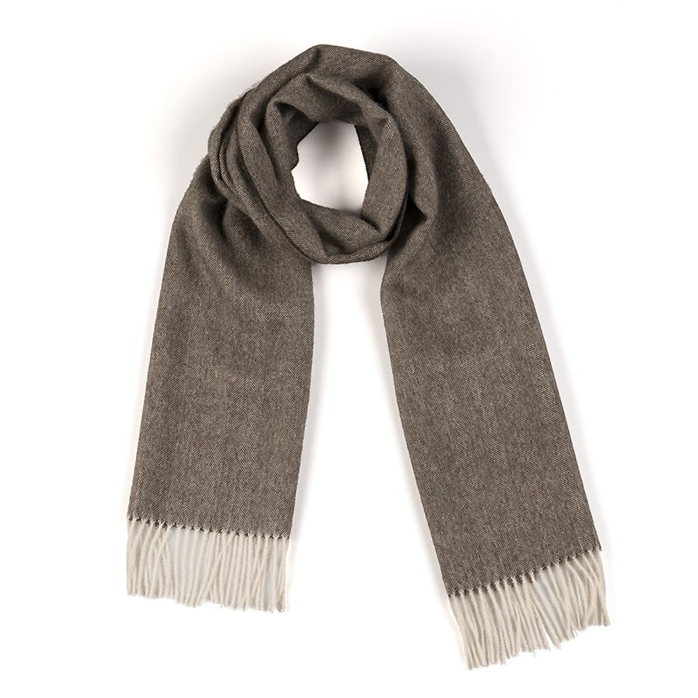 Scarves - Fishbone Scarf in 100% Baby Alpaca Natural - INATA