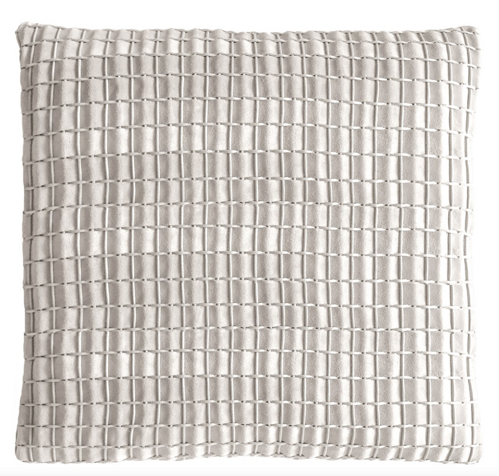 Fabric cushions - Cordao Suede Leather Woven Cushion - ELISA ATHENIENSE HOME