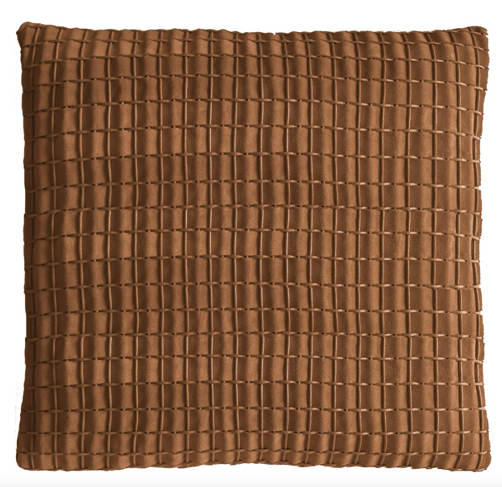 Fabric cushions - Cordao Suede Leather Woven Cushion - ELISA ATHENIENSE HOME