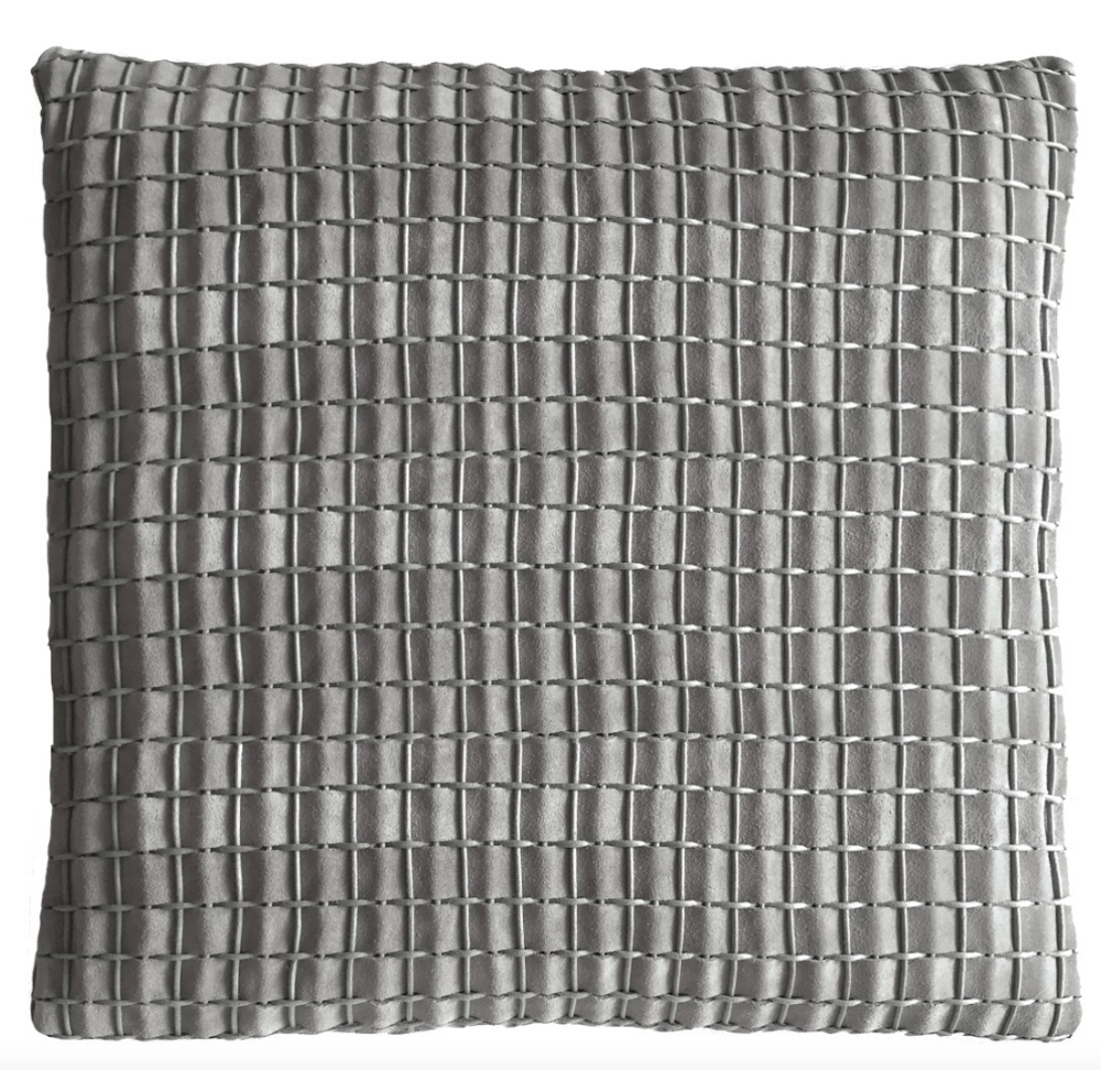 Fabric cushions - Cordao Suede Leather Woven Cushion - ELISA ATHENIENSE HOME