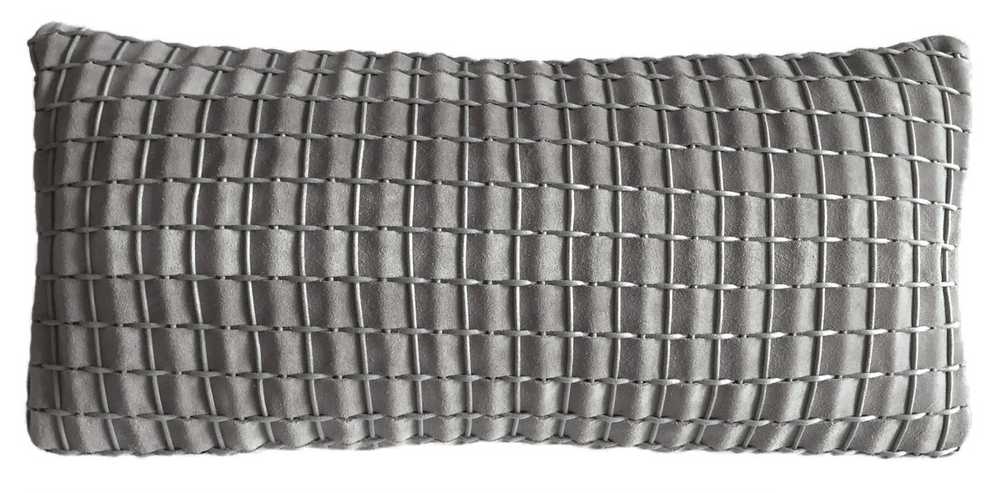 Fabric cushions - Cordao Suede Leather Woven Cushion - ELISA ATHENIENSE HOME