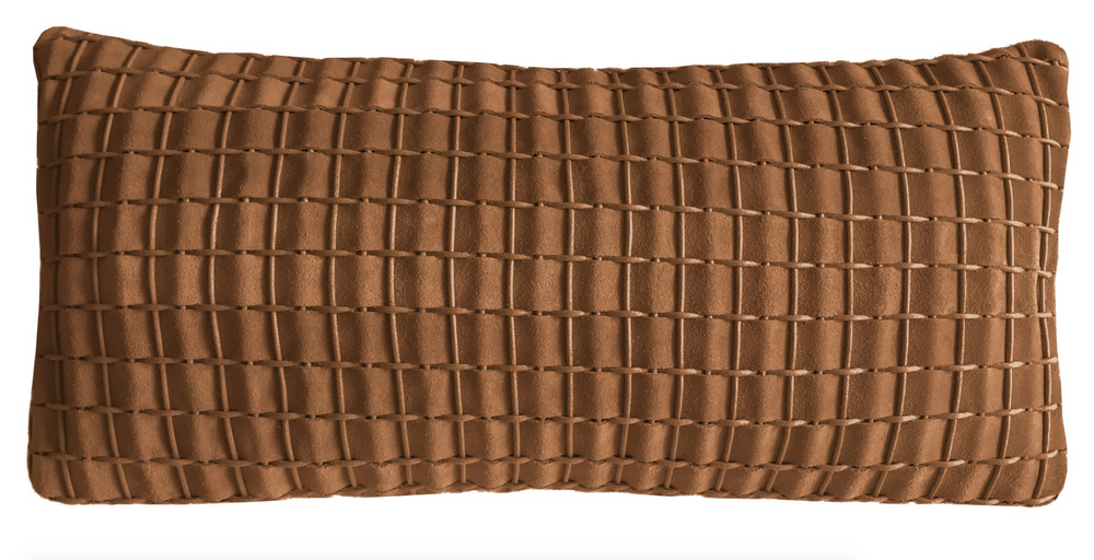 Fabric cushions - Cordao Suede Leather Woven Cushion - ELISA ATHENIENSE HOME