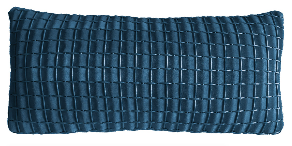 Fabric cushions - Cordao Suede Leather Woven Cushion - ELISA ATHENIENSE HOME