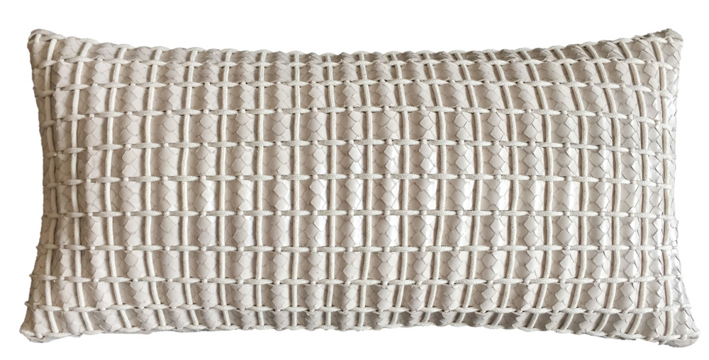 Fabric cushions - Cordao Suede Leather Woven Cushion - ELISA ATHENIENSE HOME