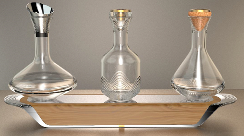 Licensed products - The Majestic TRILOGY - Bart Table with Three exclusive decanters - SHAZE LUXURY RETAIL PVT LTD