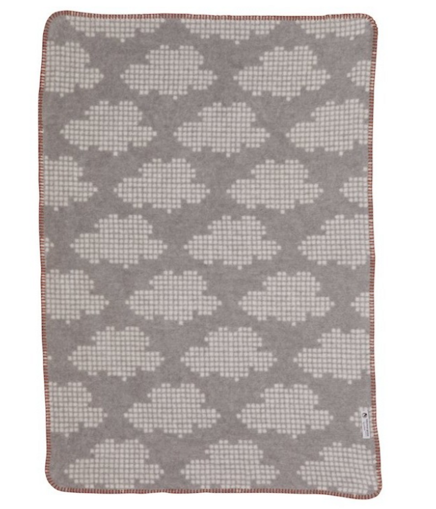 kids linen - GREY AND WHITE BABY BLANKET WITH CLOUDS DESIGN - FABGOOSE
